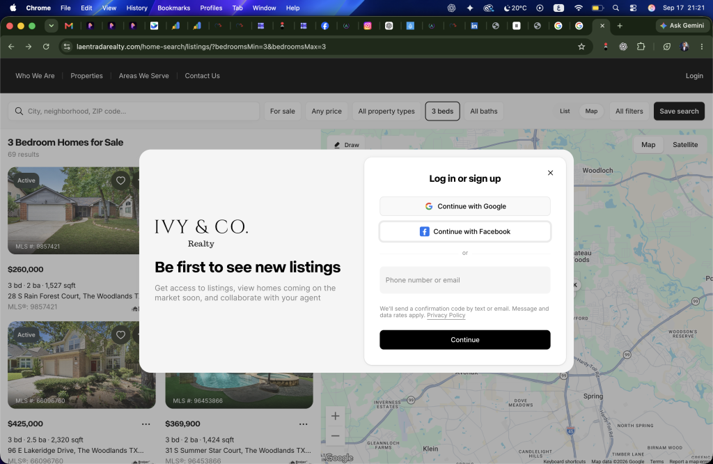 [IMAGE 6 — Screenshot of the login modal on LaEntradaRealty.com still showing IVY & CO. Realty branding.]
